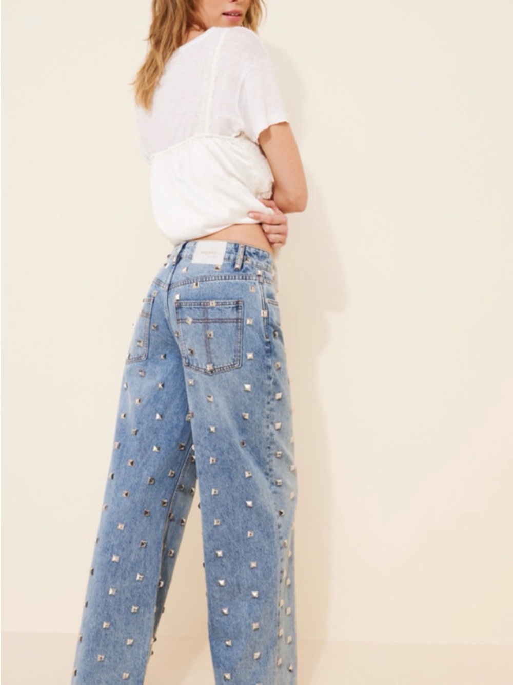 The Ragged Priest Light Blue Studded Wide-Leg Jeans 🔥 Size 25 - Picture 2 of 5